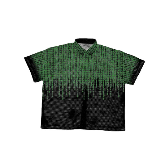 Manifested Luck Matrix Mesh Button Shirt Green